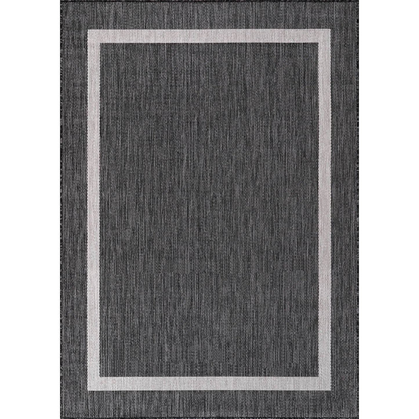 Tapis Beverly Rug moderne à bordures pour intérieur et extérieur, tapis d'extérieur pour patio, terrasse, porche