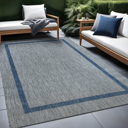 Tapis Beverly Rug moderne à bordures pour intérieur et extérieur, tapis d'extérieur pour patio, terrasse, porche
