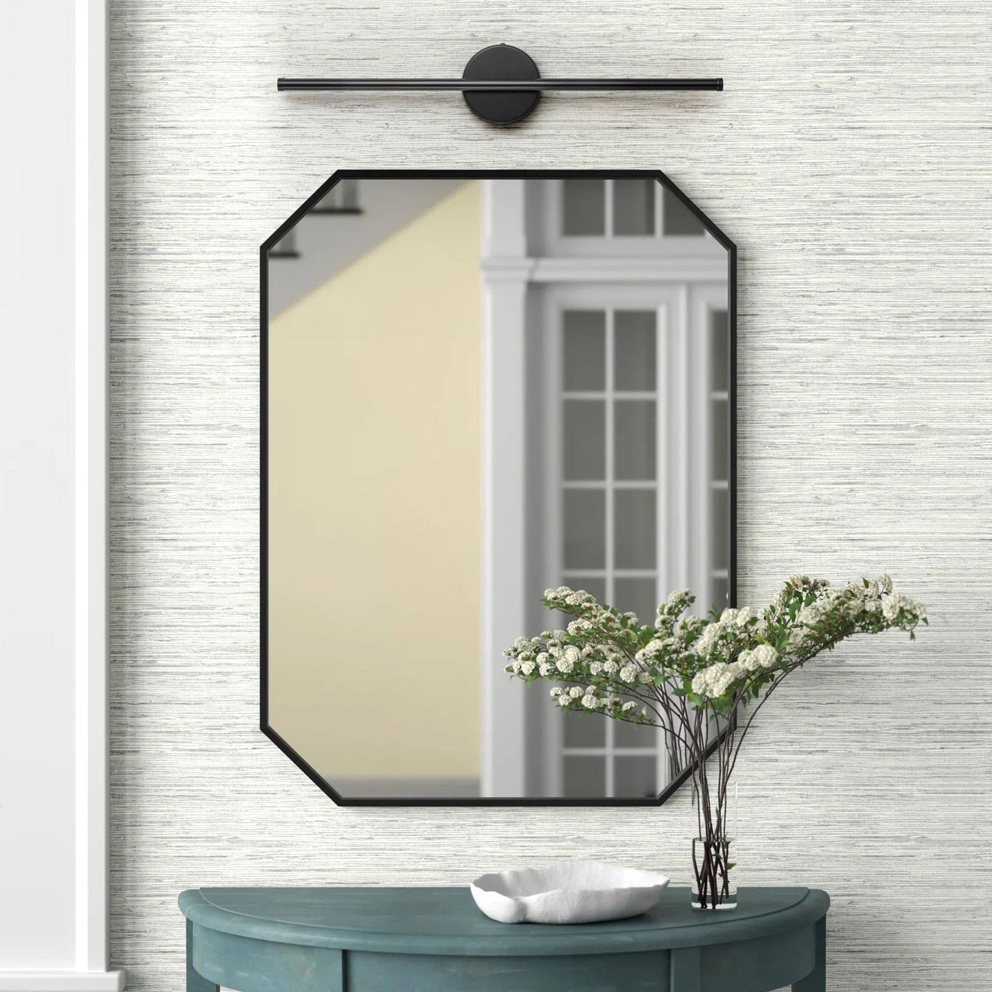 Applique murale linéaire moderne à 1 ampoule, noire, dorée et nickel, à LED, à intensité variable, pour salle de bain