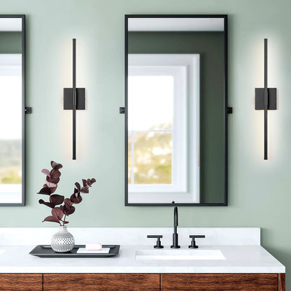 Applique murale linéaire moderne à 1 ampoule, noire, dorée et nickel, à LED, à intensité variable, pour salle de bain