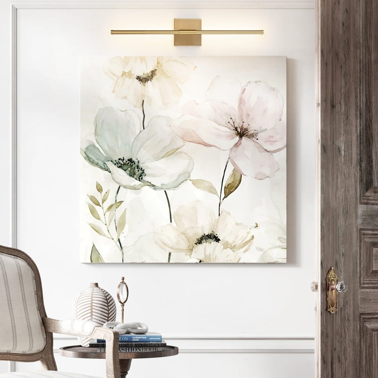 Applique murale linéaire moderne à 1 ampoule, noire, dorée et nickel, à LED, à intensité variable, pour salle de bain