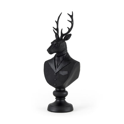 Buste de cerf en résine noire - 6 L x 8 P x 23 H