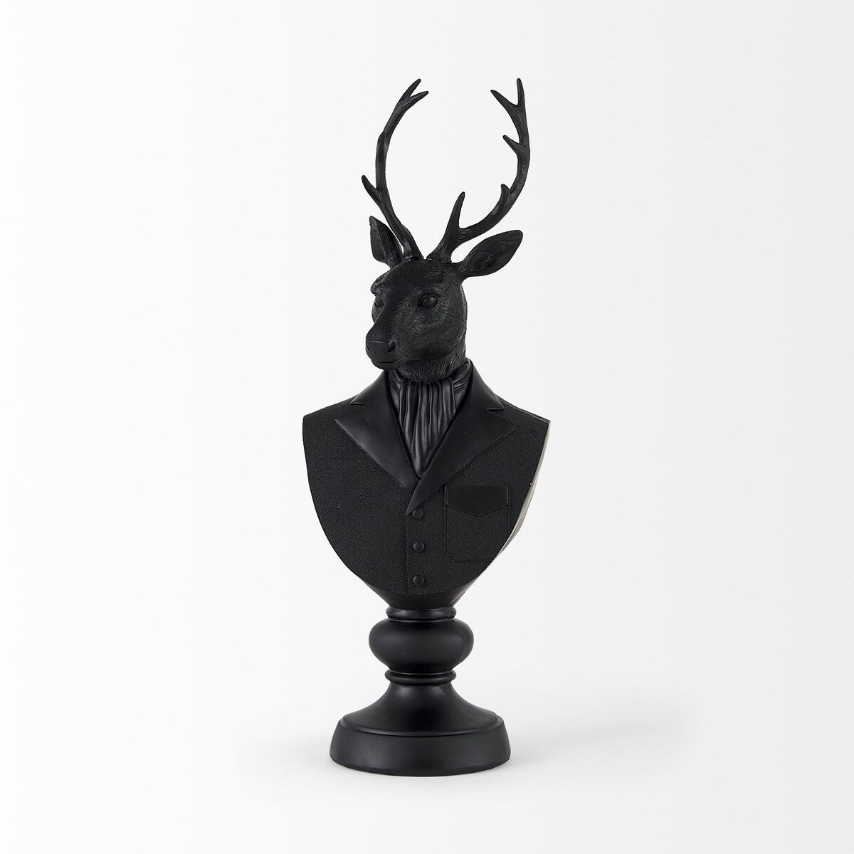 Buste de cerf en résine noire - 6 L x 8 P x 23 H