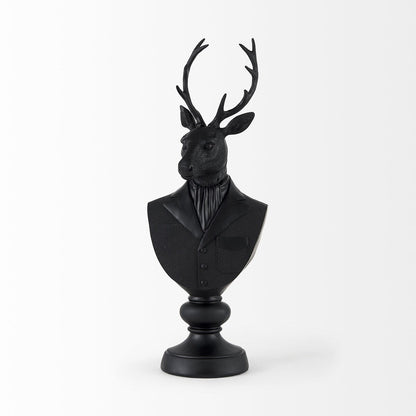 Buste de cerf en résine noire - 6 L x 8 P x 23 H