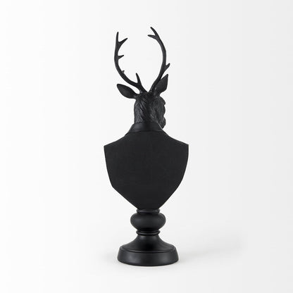 Buste de cerf en résine noire - 6 L x 8 P x 23 H