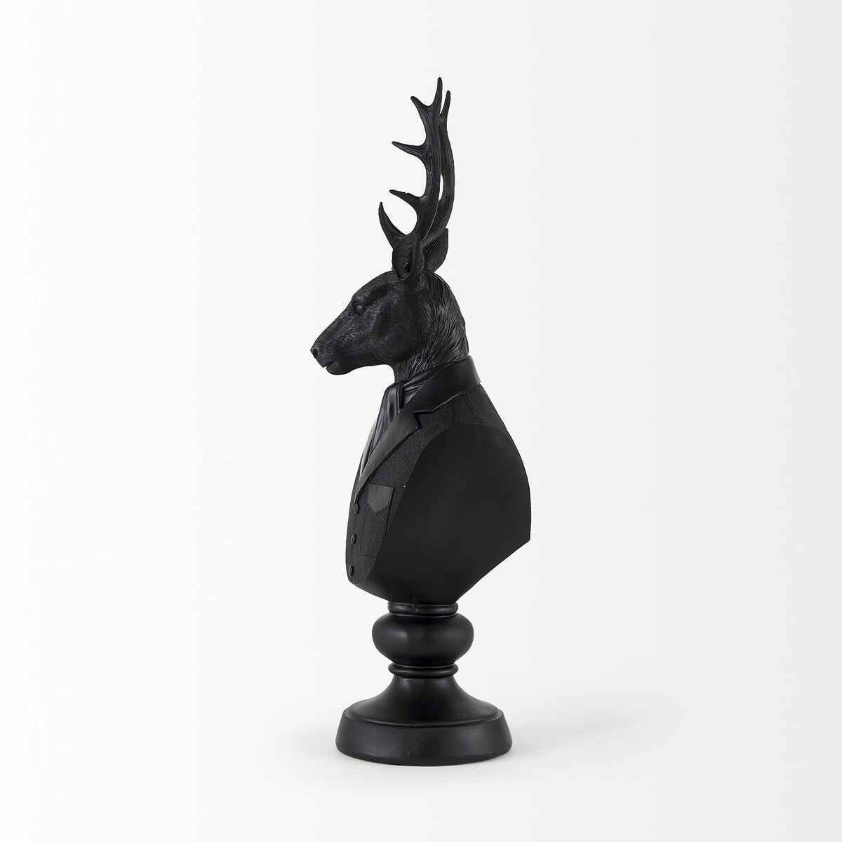 Buste de cerf en résine noire - 6 L x 8 P x 23 H