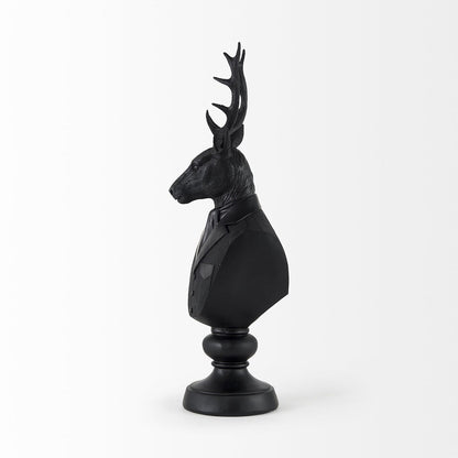 Buste de cerf en résine noire - 6 L x 8 P x 23 H