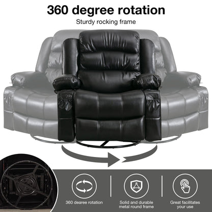 Fauteuil inclinable pivotant noir avec chauffage, massage et ports USB