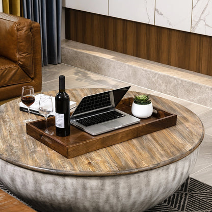 Plateau de service rectangulaire en bois de noyer noir KINWELL, plateau ottoman