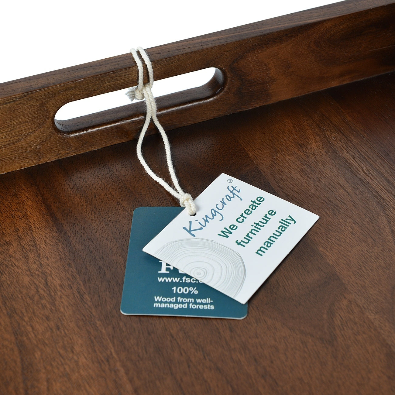 Plateau de service rectangulaire en bois de noyer noir KINWELL, plateau ottoman