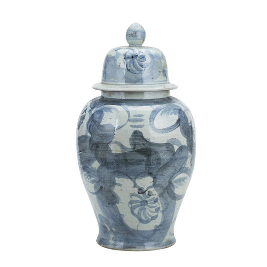 Pot de fleurs en porcelaine bleue et blanche Silla Temple
