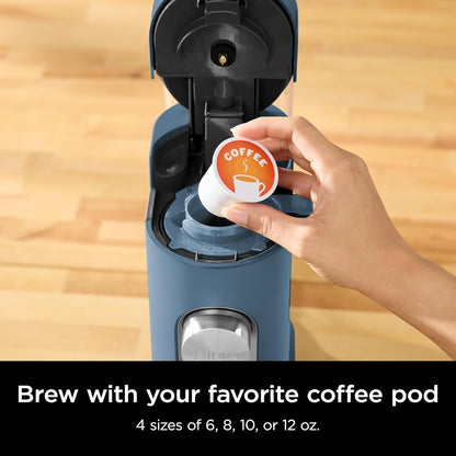 Cafetière bleue à dose unique, compatible K-Cup, réservoir de 1,6 l, 6 à 68 cl, compacte