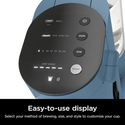 Cafetière bleue à dose unique, compatible K-Cup, réservoir de 1,6 l, 6 à 68 cl, compacte