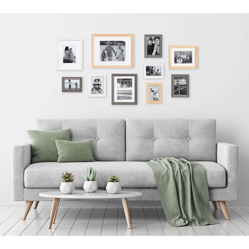 Ensemble de 10 cadres photo muraux en bois Kate et Laurel Bordeaux