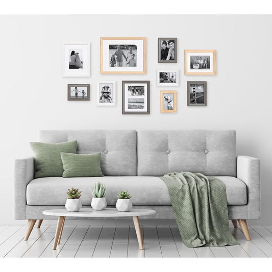 Ensemble de 10 cadres photo muraux en bois Kate et Laurel Bordeaux