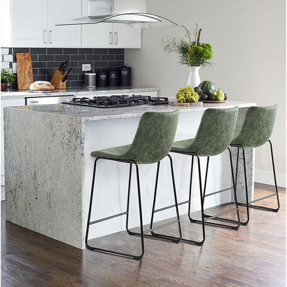 Tabourets de bar Bossin 18/26/30 pouces, tabourets de bar à hauteur de comptoir avec dossier, tabourets modernes en cuir PU, chaise de salle à manger avec repose-pieds