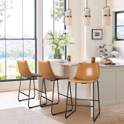 Tabourets de bar Bossin 18/26/30 pouces, tabourets de bar à hauteur de comptoir avec dossier, tabourets modernes en cuir PU, chaise de salle à manger avec repose-pieds