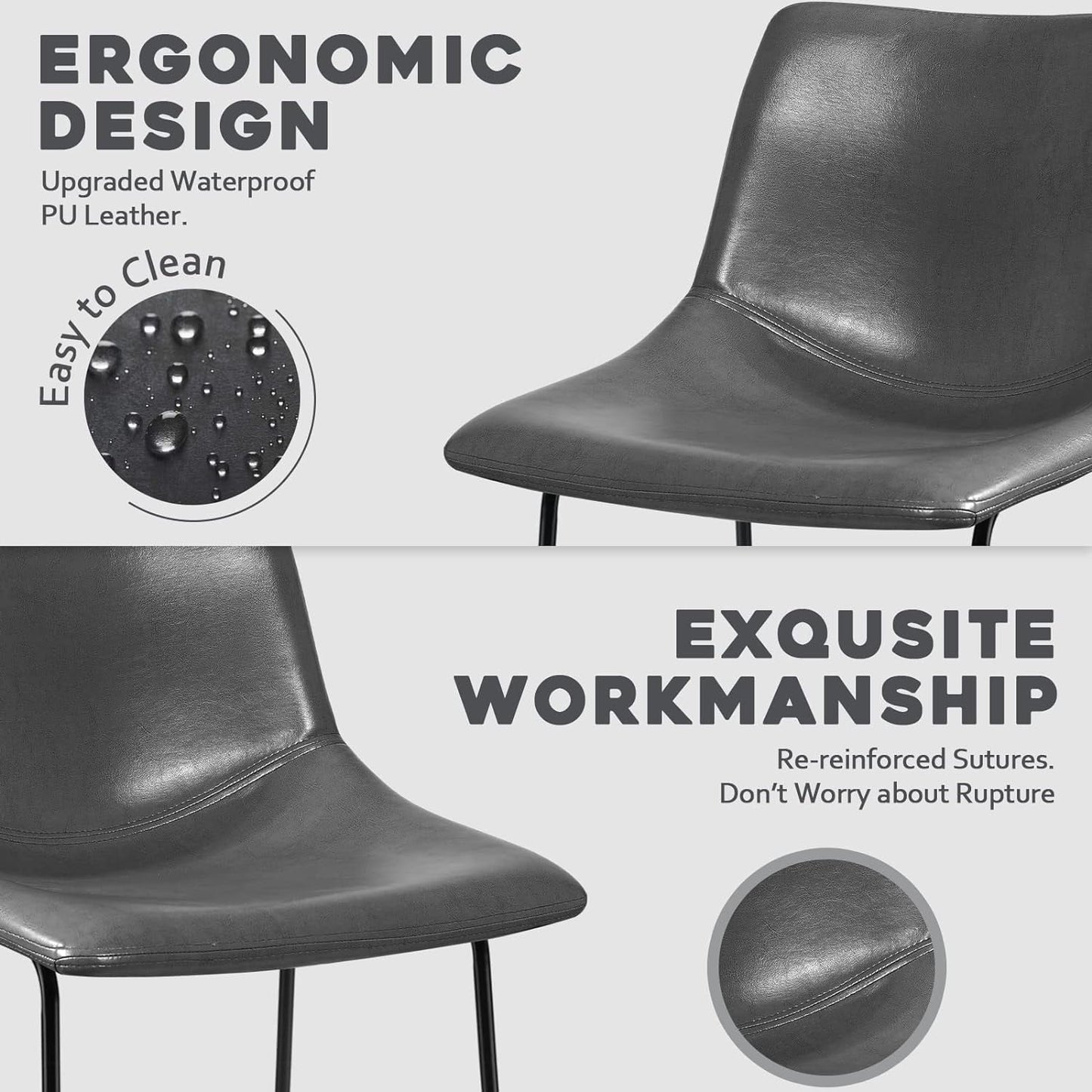 Tabourets de bar Bossin 18/26/30 pouces, tabourets de bar à hauteur de comptoir avec dossier, tabourets modernes en cuir PU, chaise de salle à manger avec repose-pieds