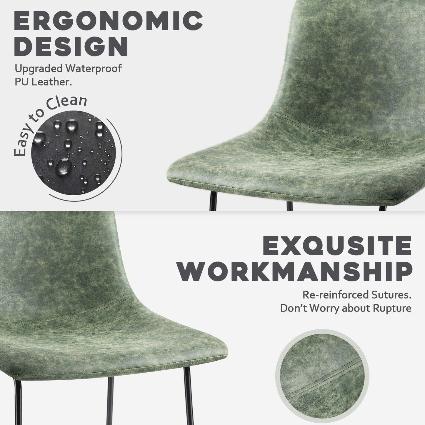 Tabourets de bar Bossin 18/26/30 pouces, tabourets de bar à hauteur de comptoir avec dossier, tabourets modernes en cuir PU, chaise de salle à manger avec repose-pieds