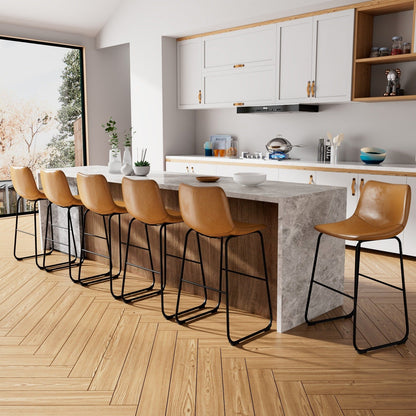 Tabourets de bar Bossin 18/26/30 pouces, tabourets de bar à hauteur de comptoir avec dossier, tabourets modernes en cuir PU, chaise de salle à manger avec repose-pieds