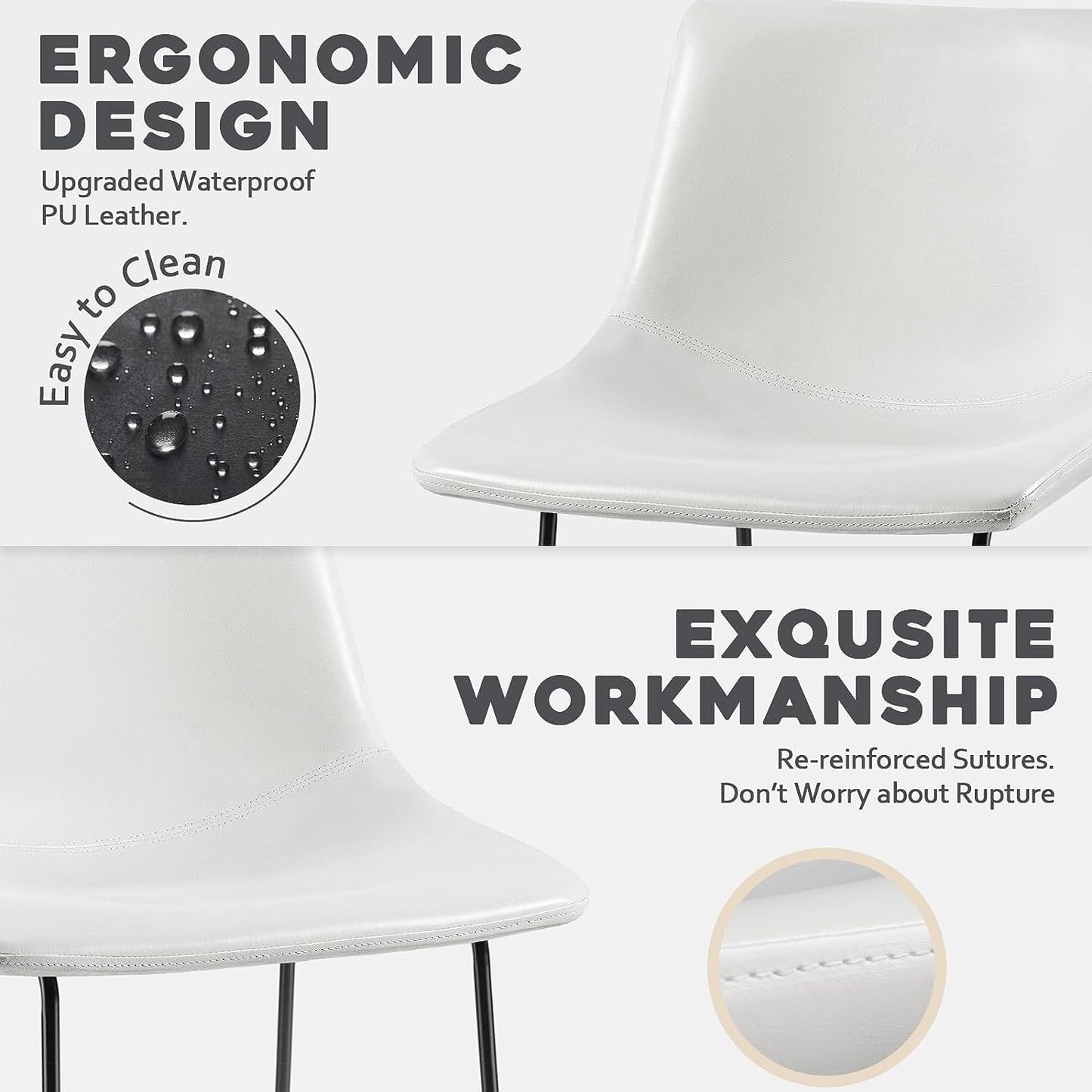 Tabourets de bar Bossin 18/26/30 pouces, tabourets de bar à hauteur de comptoir avec dossier, tabourets modernes en cuir PU, chaise de salle à manger avec repose-pieds