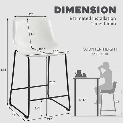 Tabourets de bar Bossin 18/26/30 pouces, tabourets de bar à hauteur de comptoir avec dossier, tabourets modernes en cuir PU, chaise de salle à manger avec repose-pieds