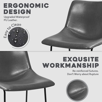 Tabourets de bar Bossin 18/26/30 pouces, tabourets de bar à hauteur de comptoir avec dossier, tabourets modernes en cuir PU, chaise de salle à manger avec repose-pieds