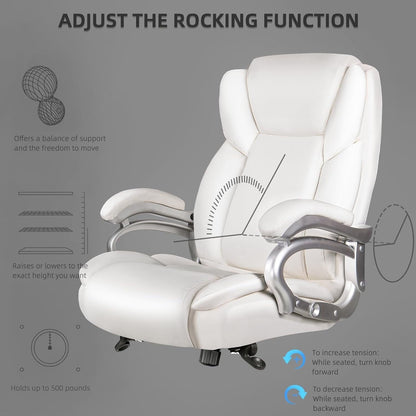 Chaise de bureau exécutive Bossin Big and Tall, chaise ergonomique à soutien lombaire réglable de 500 lb avec dossier haut en cuir PU pour ordinateur