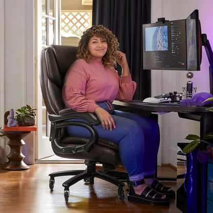 Chaise de bureau exécutive Bossin Big and Tall, chaise ergonomique à soutien lombaire réglable de 500 lb avec dossier haut en cuir PU pour ordinateur