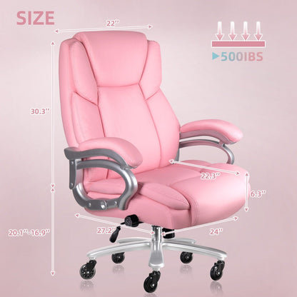 Chaise de bureau exécutive Bossin Big and Tall, chaise ergonomique à soutien lombaire réglable de 500 lb avec dossier haut en cuir PU pour ordinateur