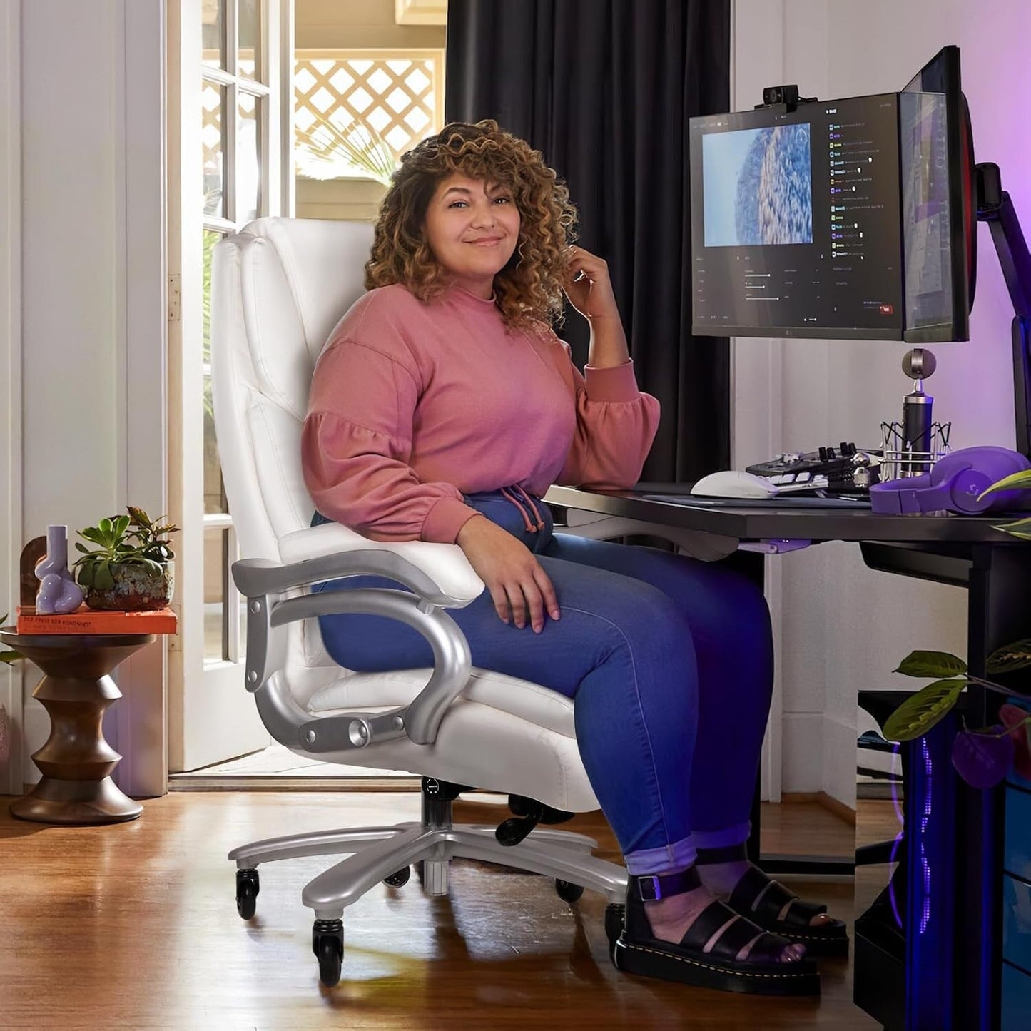 Chaise de bureau exécutive Bossin Big and Tall, chaise ergonomique à soutien lombaire réglable de 500 lb avec dossier haut en cuir PU pour ordinateur