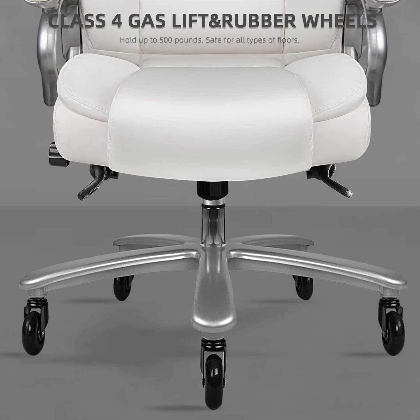 Chaise de bureau exécutive Bossin Big and Tall, chaise ergonomique à soutien lombaire réglable de 500 lb avec dossier haut en cuir PU pour ordinateur