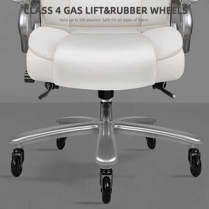 Chaise de bureau exécutive Bossin Big and Tall, chaise ergonomique à soutien lombaire réglable de 500 lb avec dossier haut en cuir PU pour ordinateur