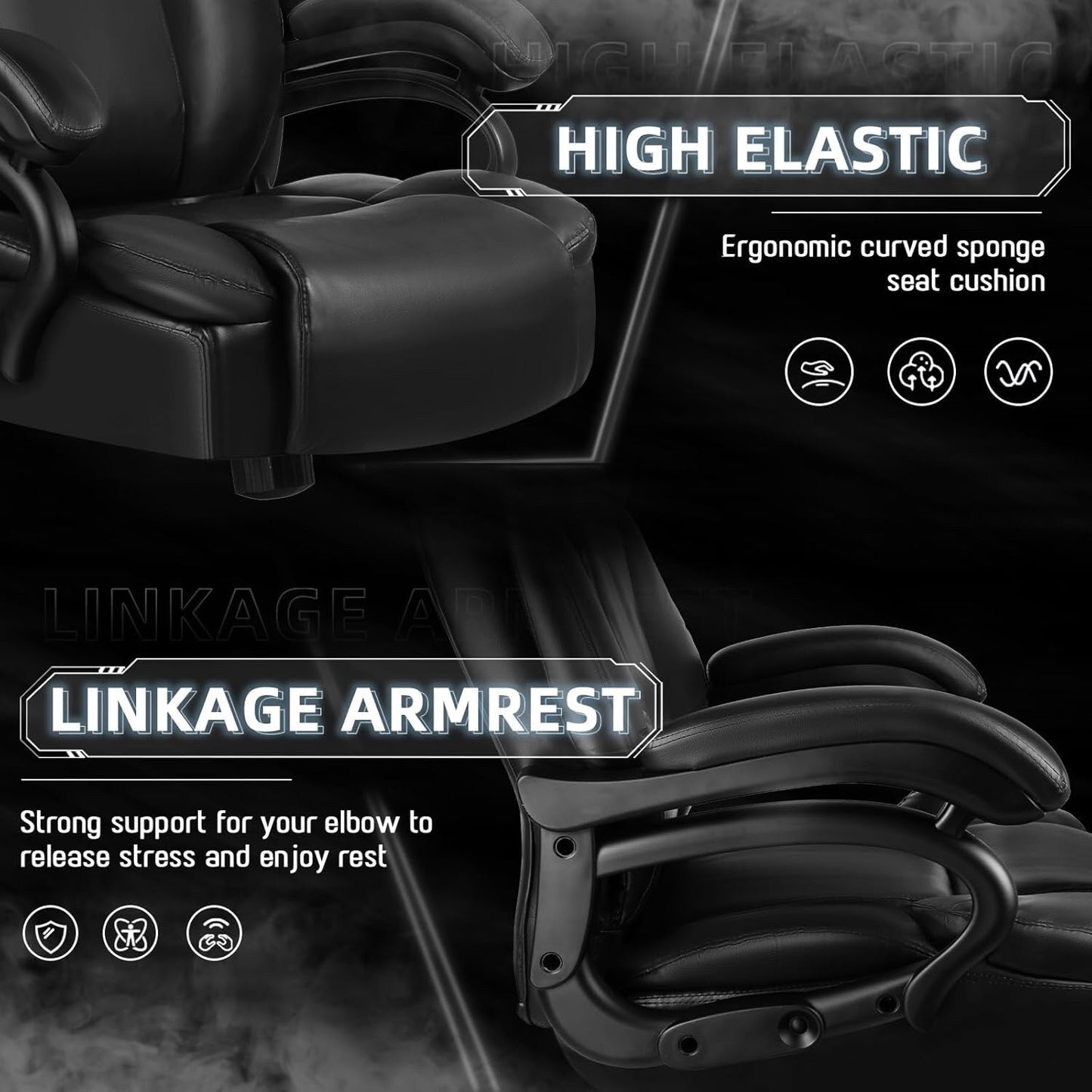 Chaise de bureau exécutive Bossin Big and Tall, chaise ergonomique à soutien lombaire réglable de 500 lb avec dossier haut en cuir PU pour ordinateur