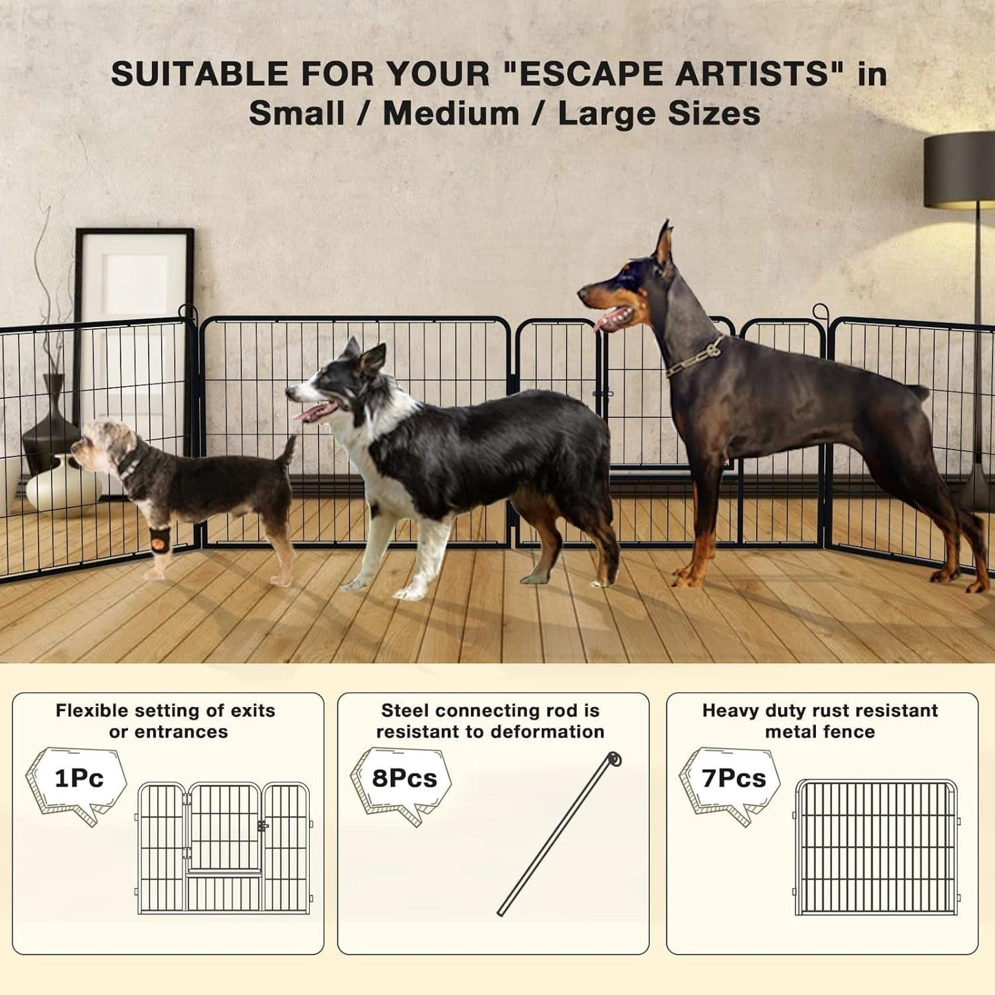 Parc à jeux pour chiens Bossin avec portes, 8/16/24 panneaux