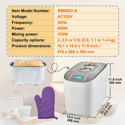 Machine à pain sans gluten, fabrication de pain complet, numérique, programmable