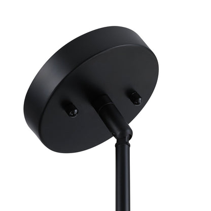 Lustre tambour Breaux à 4 lumières en placage de bois avec auvent noir – 22 po de largeur