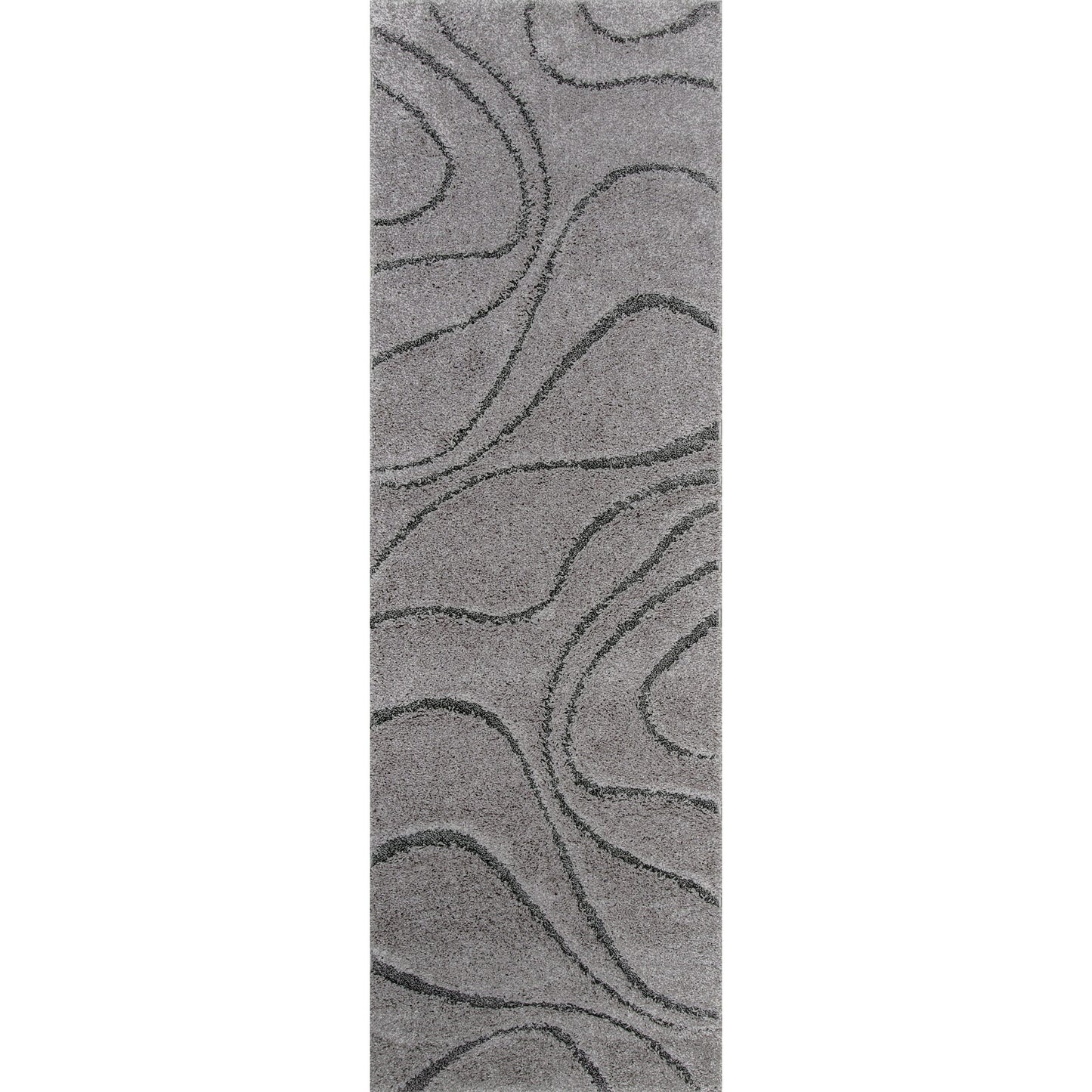Tapis à poils longs Nuloom Krista contemporain à motifs tourbillonnants
