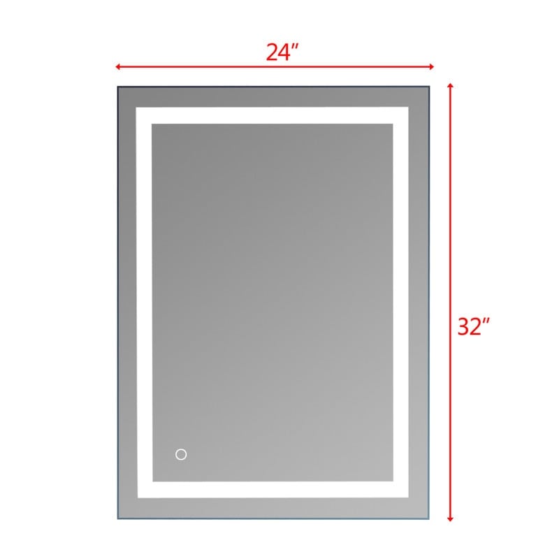Miroir de salle de bain tactile à LED avec bande lumineuse intégrée, argenté