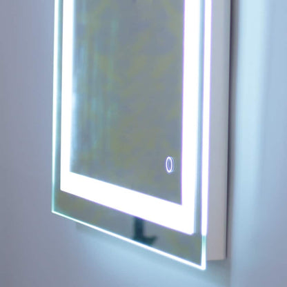 Miroir de salle de bain tactile à LED avec bande lumineuse intégrée, argenté