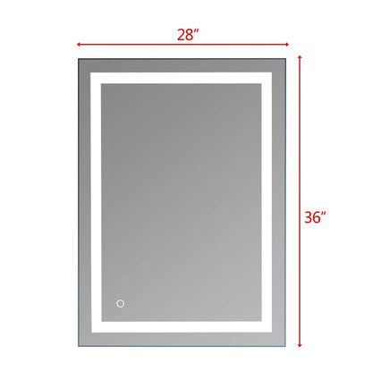 Miroir de salle de bain tactile à LED avec bande lumineuse intégrée, argenté