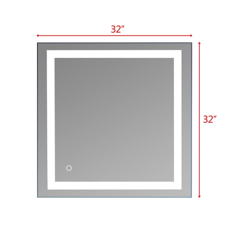 Miroir de salle de bain tactile à LED avec bande lumineuse intégrée, argenté