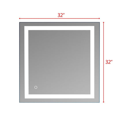 Miroir de salle de bain tactile à LED avec bande lumineuse intégrée, argenté