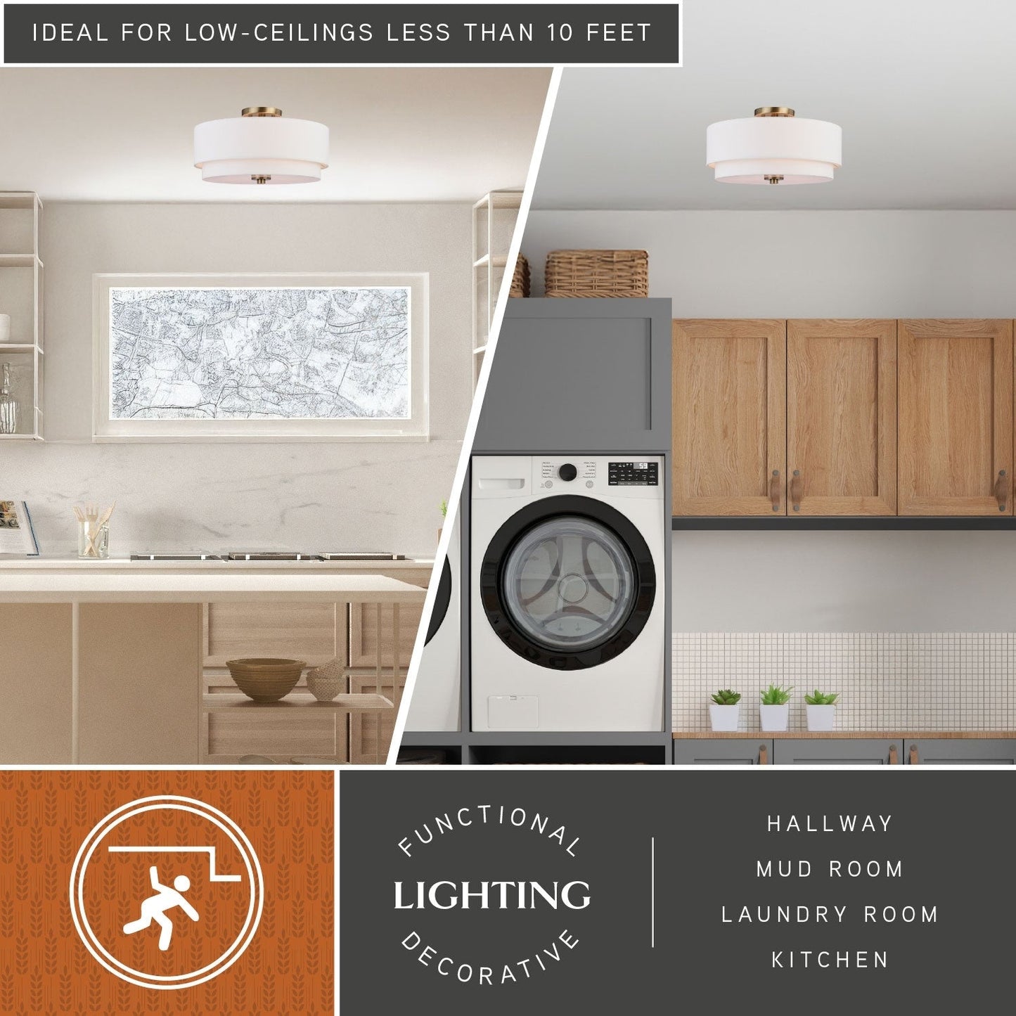 Plafonnier moderne Burnaby du milieu du siècle avec abat-jour tambour en lin blanc