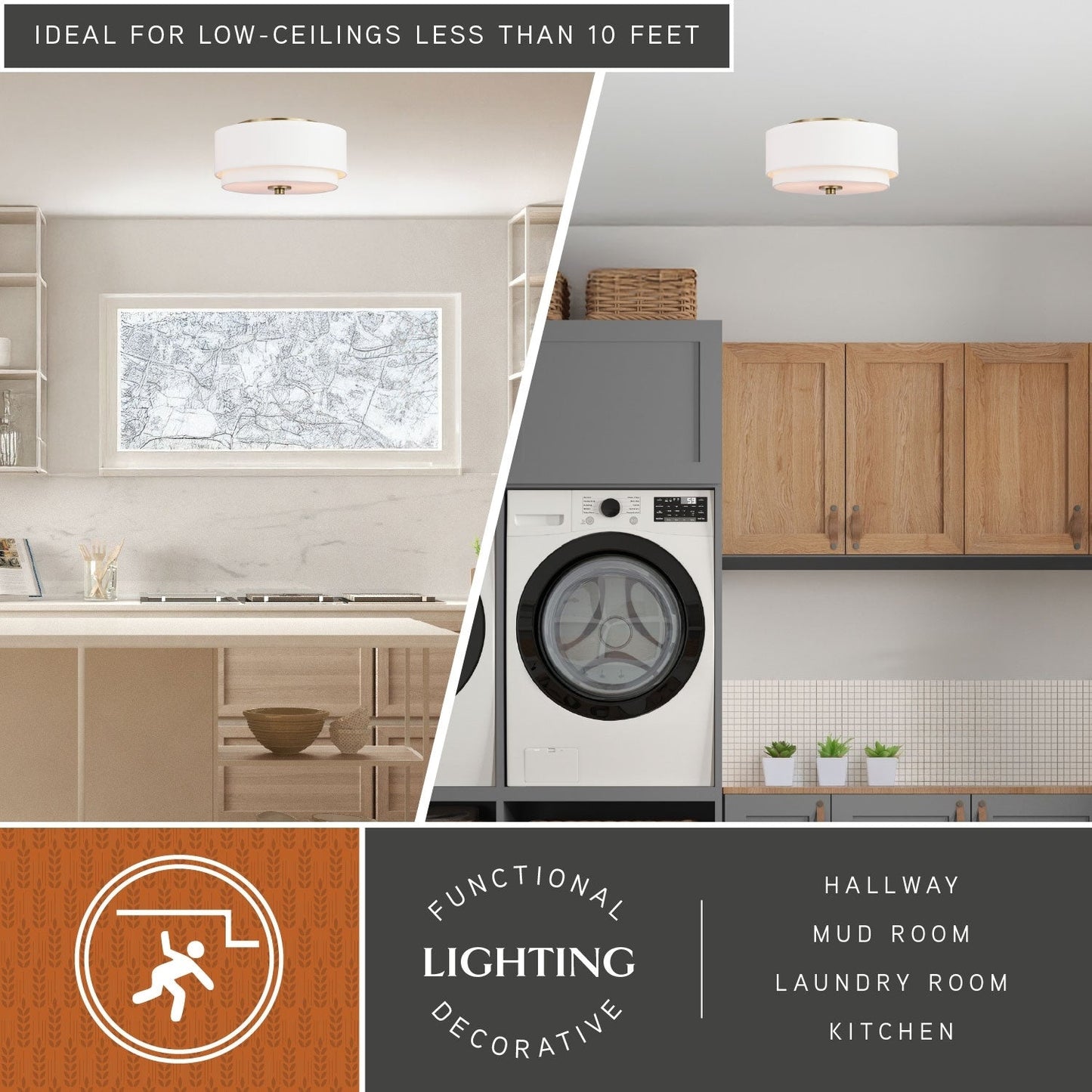 Plafonnier moderne Burnaby du milieu du siècle avec abat-jour tambour en lin blanc