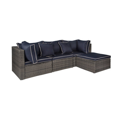 Canapé d'extérieur modulaire York 4 pièces avec coussins
