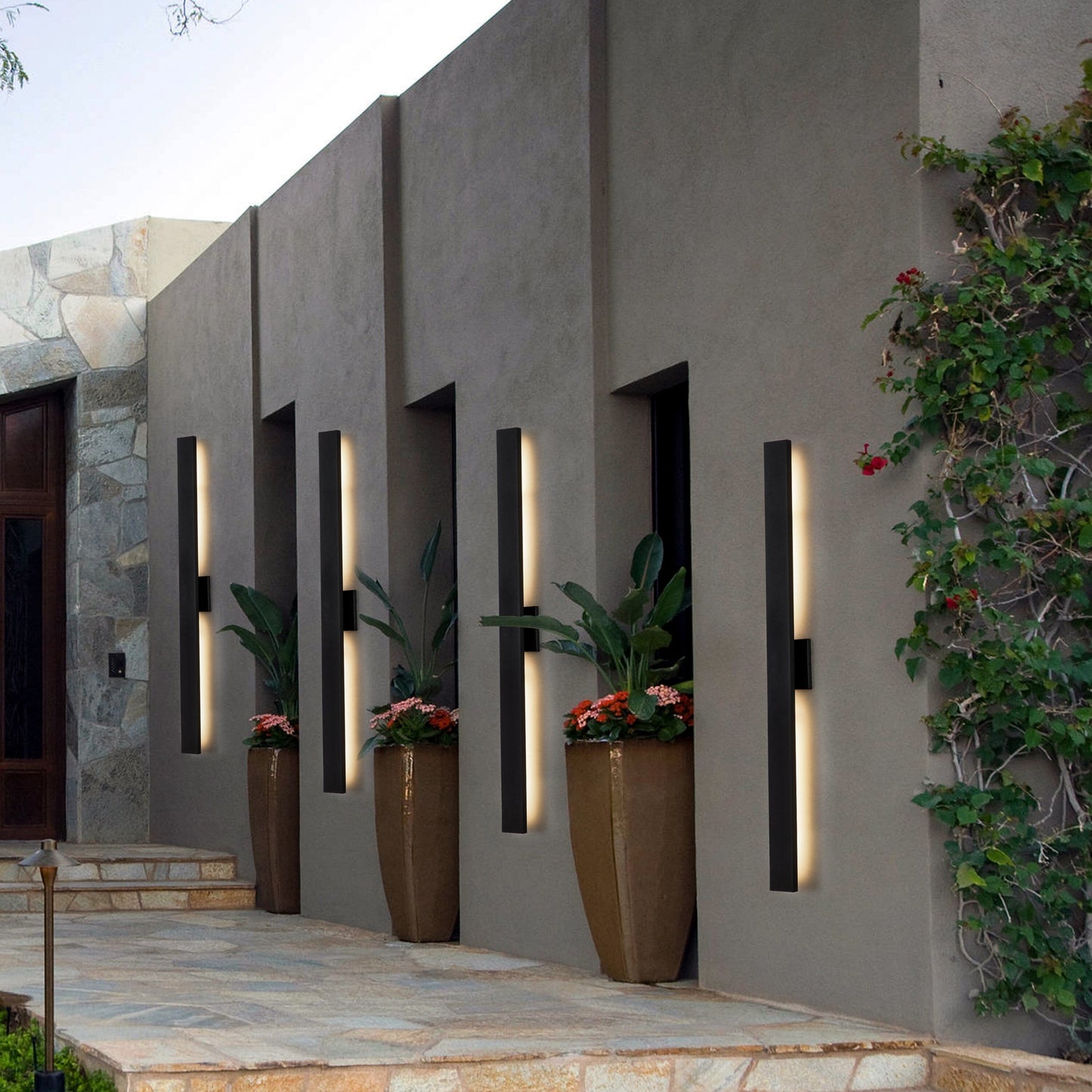 Applique murale extérieure LED en aluminium noir mat à 2 lumières C Cattleya