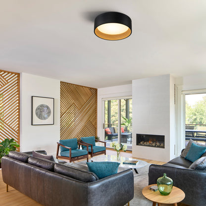 Plafonnier encastré à LED intégré C Cattleya noir et bois 3CCT