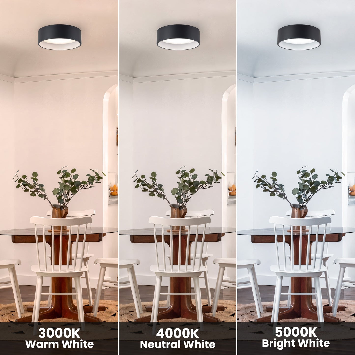 Plafonnier encastré à LED intégré C Cattleya noir et bois 3CCT