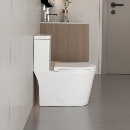 Toilette compacte monobloc CB HOME 24 pouces, siphon moderne à double chasse, siège à fermeture douce, hauteur confortable 16,5 pouces